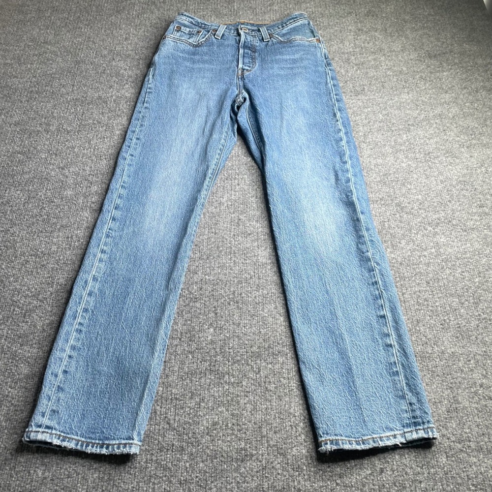 Levi's 501 Jeans Women 26 Blue High Rise‎ Straight Leg Button Fly Light Wash